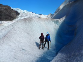 Nancy Morrill and Hilary Lorenz on Mendenhall Glacier