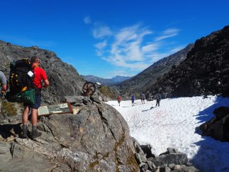 I love snow in August! Top of the Chilkoot Paxx